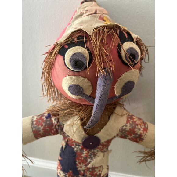 Vintage Scarecrow Toy Doll Needlework 24” Lot Halloween Oz 1970s Bucilla Fall - Picture 3 of 9